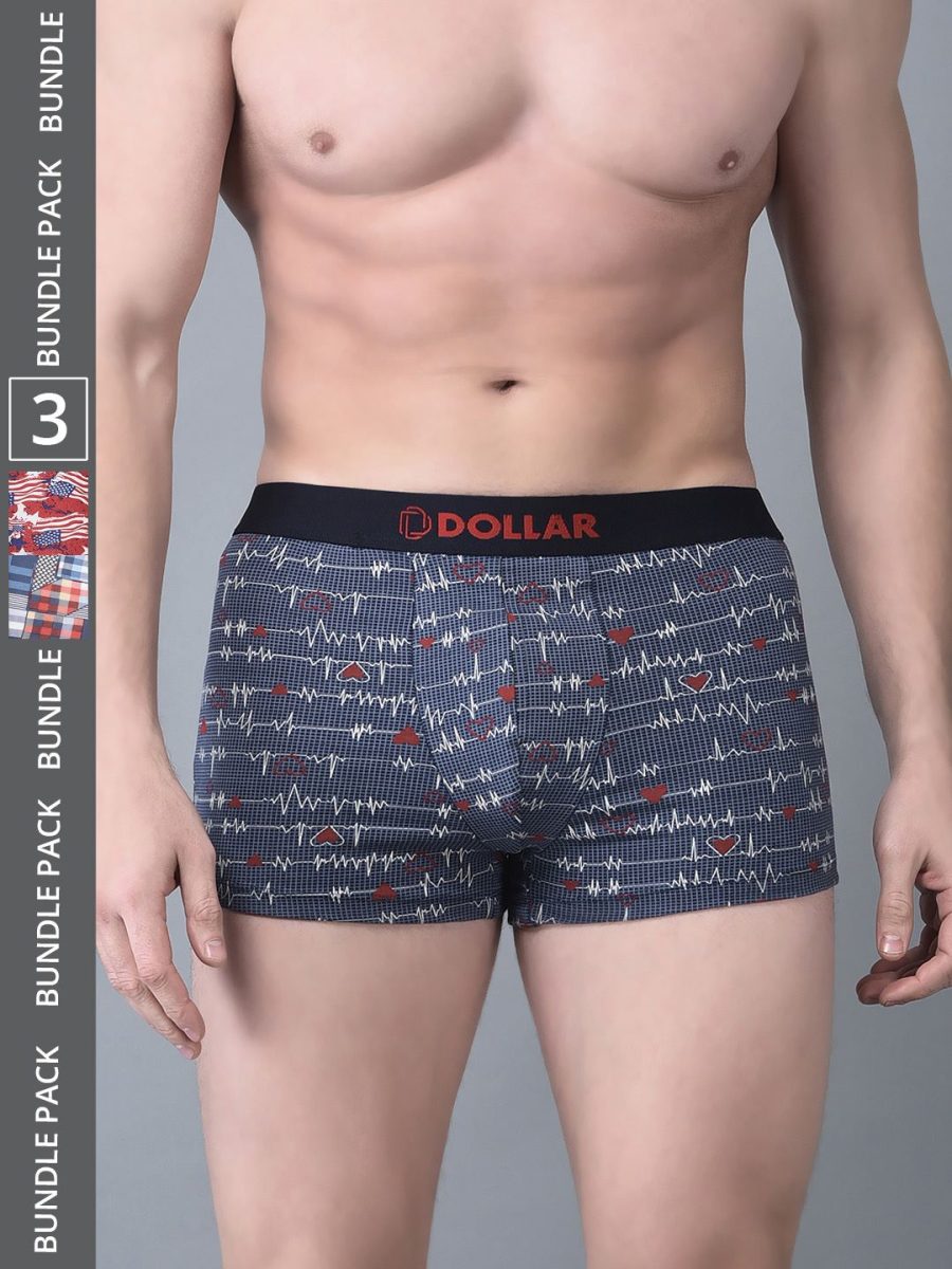 Dollar Bigboss Men's Pack of 3 Printed Trendy Trunk Formulated With Combed Cotton and Spandex Fabric