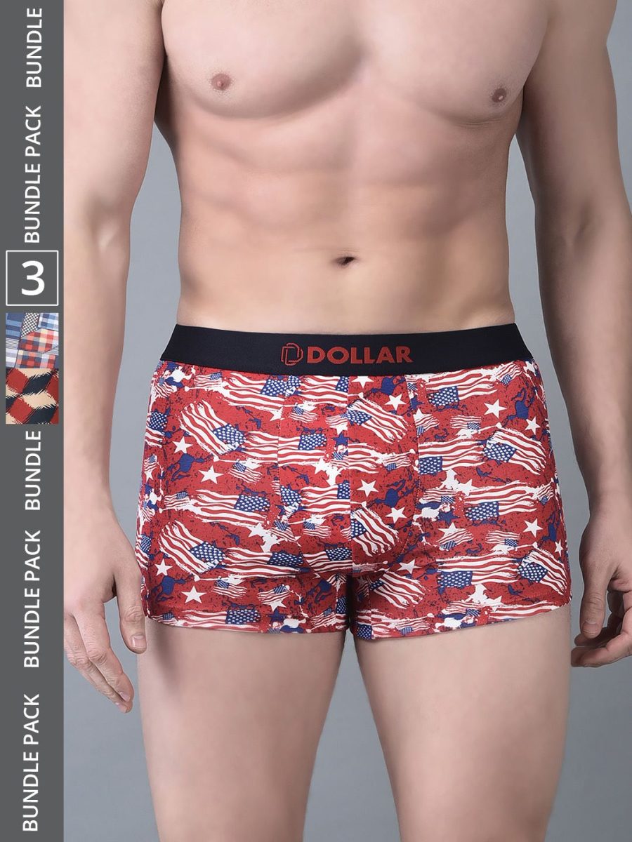 Dollar Bigboss Men's Pack of 3 Printed Trendy Trunk Formulated With Combed Cotton and Spandex Fabric