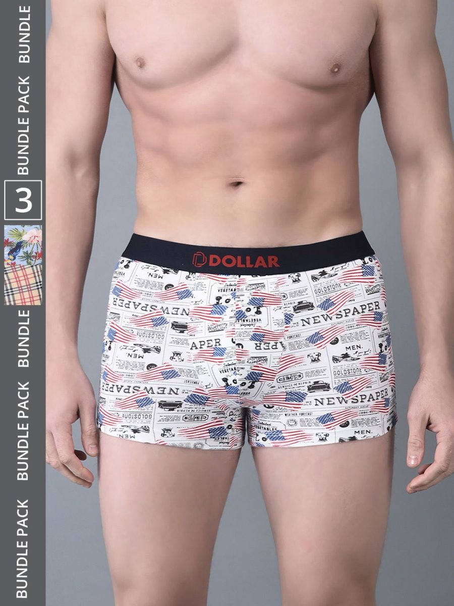 Dollar Bigboss Men's Pack of 3 Printed Trendy Trunk Formulated With Combed Cotton and Spandex Fabric