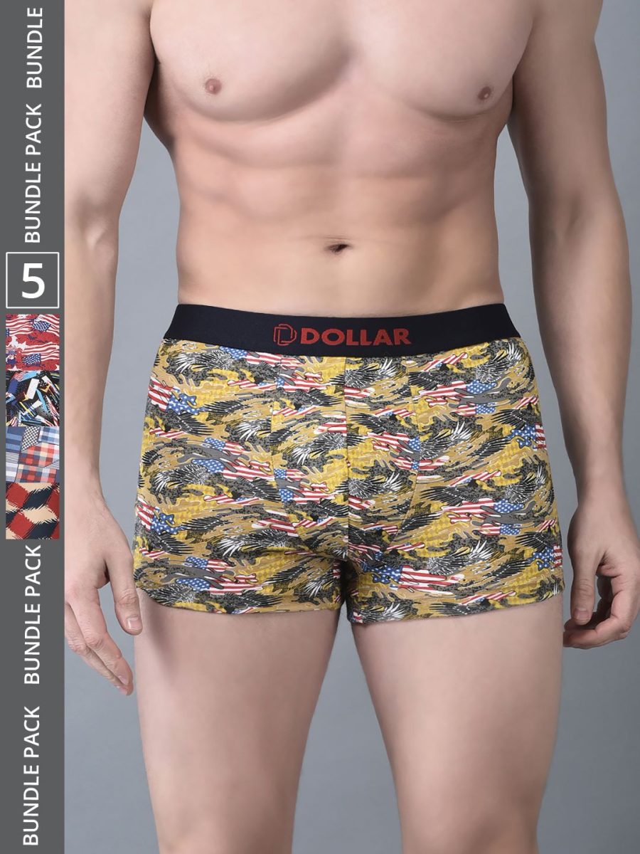Dollar Bigboss Men's Pack of 5 Printed Trendy Trunk Formulated With Combed Cotton and Spandex Fabric