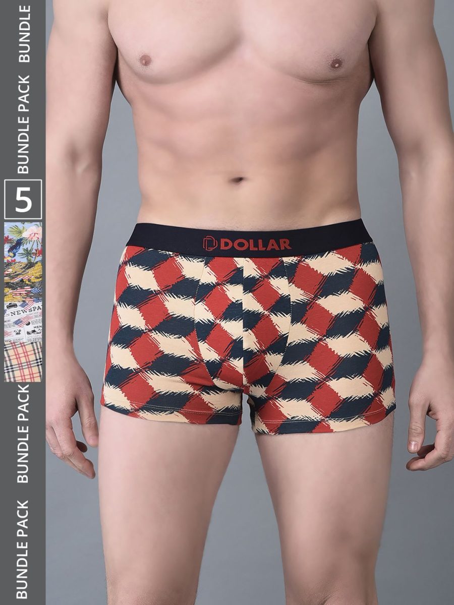 Dollar Bigboss Men's Pack of 5 Printed Trendy Trunk Formulated With Combed Cotton and Spandex Fabric