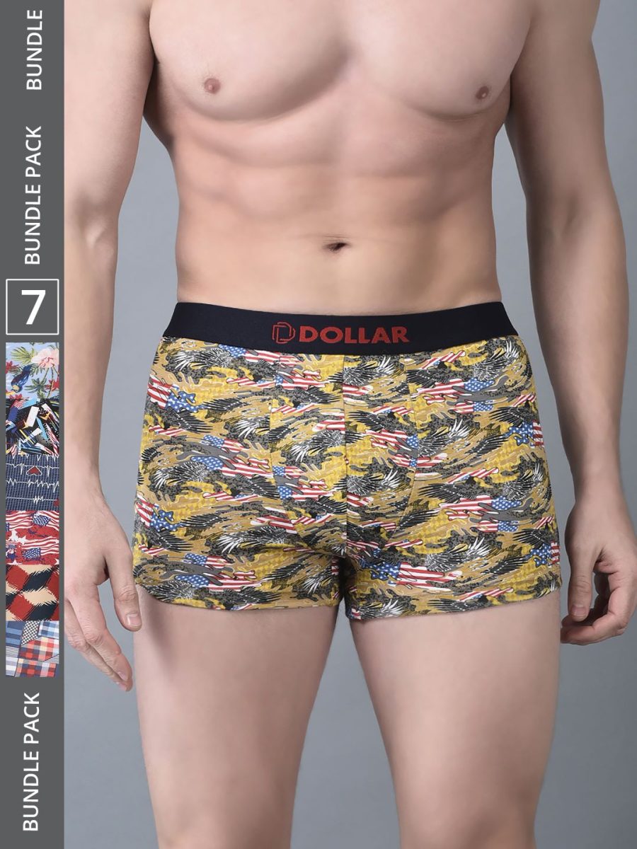 Dollar Bigboss Men's Pack of 7 Printed Trendy Trunk Formulated With Combed Cotton and Spandex Fabric