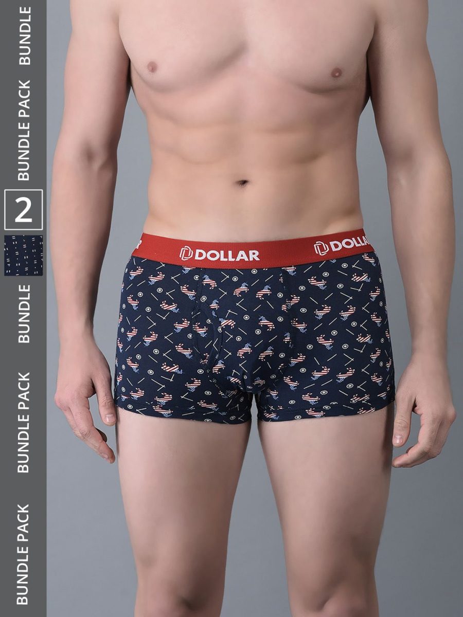 Dollar Bigboss Men's Pack of 2 Combed Cotton Printed Trunk
