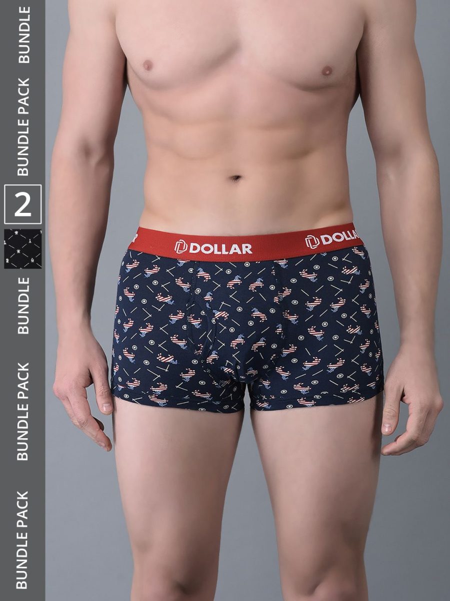 Dollar Bigboss Men's Pack of 2 Combed Cotton Printed Trunk