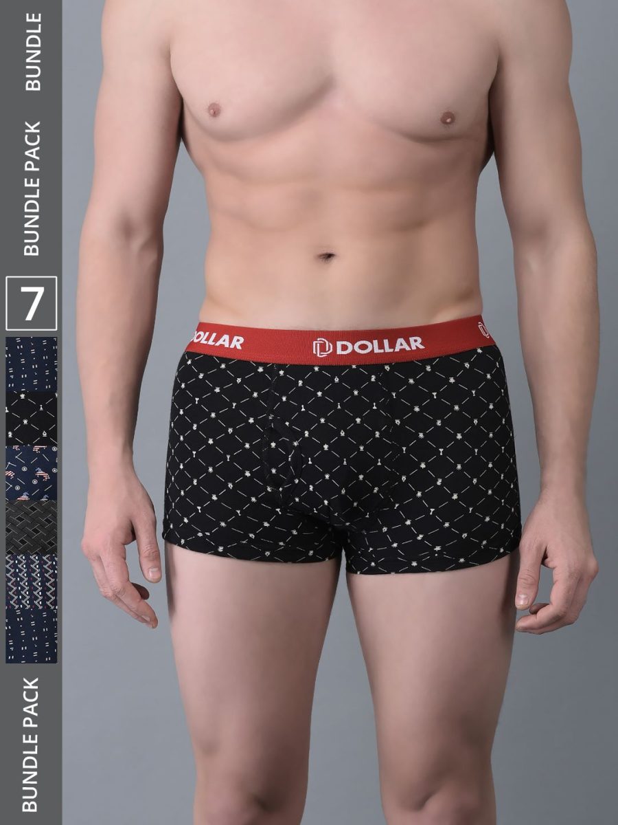 Dollar Bigboss Men's Pack of 7 Combed Cotton Printed Trunk