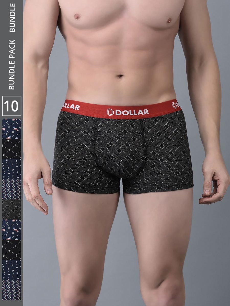 Dollar Bigboss Men's Pack of 10 Combed Cotton Printed Trunk