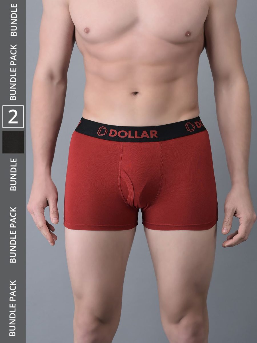 Dollar Bigboss Men's Pack of 2 Shuffle Intellisoft Cotton Spandex Solid Trunk