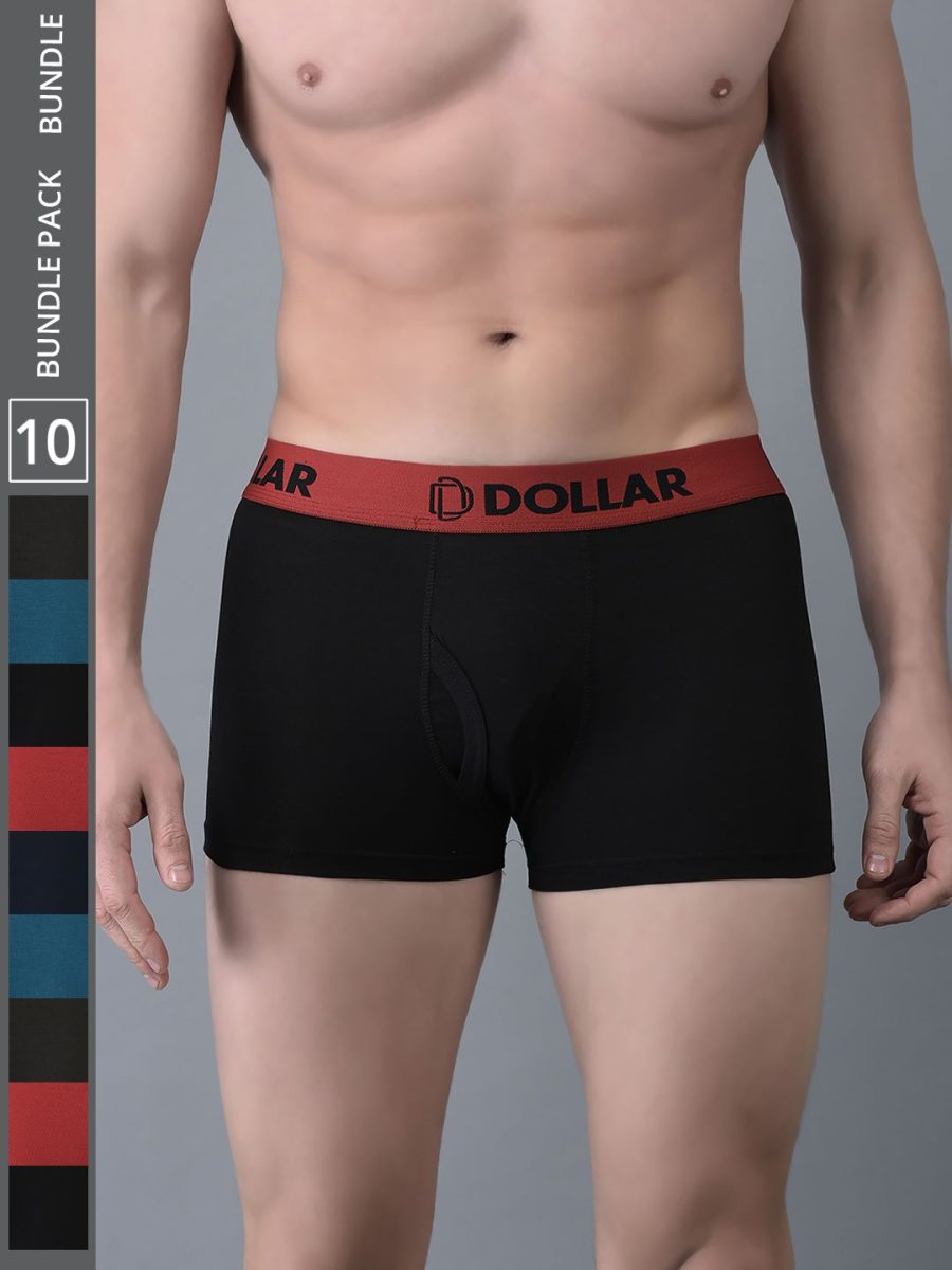 Dollar Bigboss Men's Pack of 10 Shuffle Intellisoft Cotton Spandex Solid Trunk