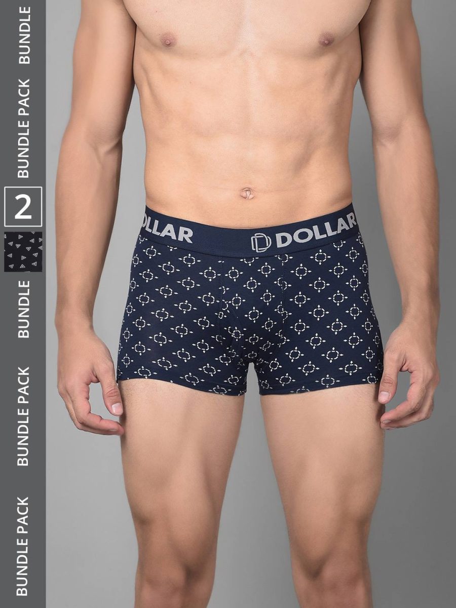 Dollar Bigboss Men's Pack of 2 Cotton Printed Shuffle Intellisoft Spandex Trunk