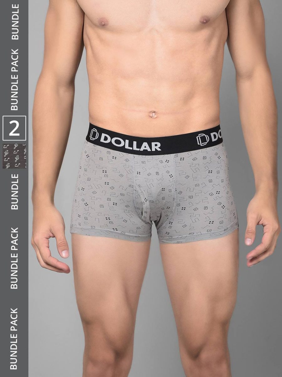 Dollar Bigboss Men's Pack of 2 Cotton Printed Shuffle Intellisoft Spandex Trunk