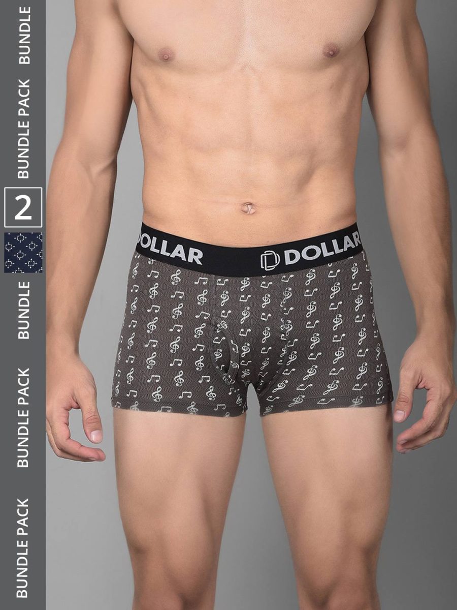 Dollar Bigboss Men's Pack of 2 Cotton Printed Shuffle Intellisoft Spandex Trunk