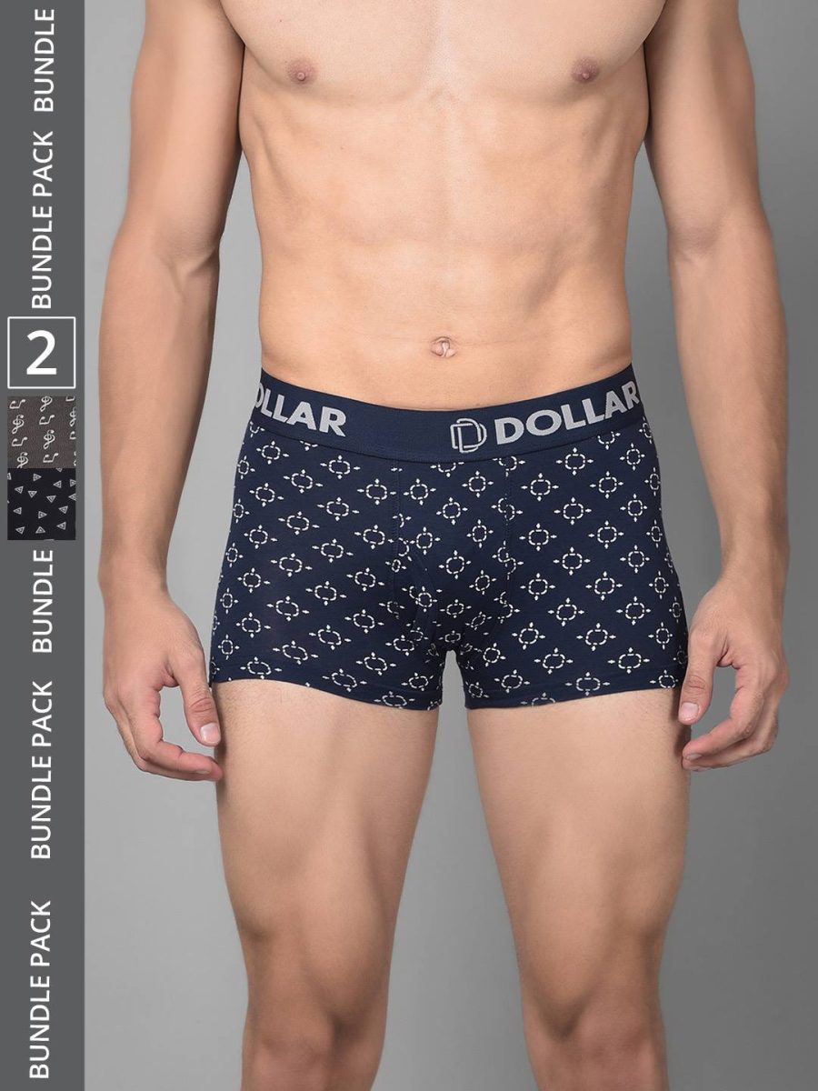 Dollar Bigboss Men's Pack of 3 Cotton Printed Shuffle Intellisoft Spandex Trunk