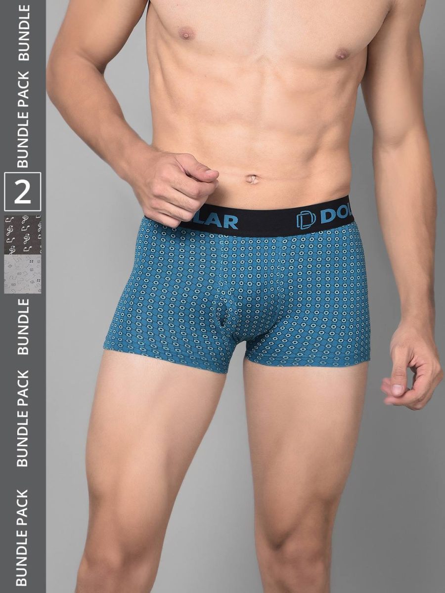 Dollar Bigboss Men's Pack of 3 Cotton Printed Shuffle Intellisoft Spandex Trunk