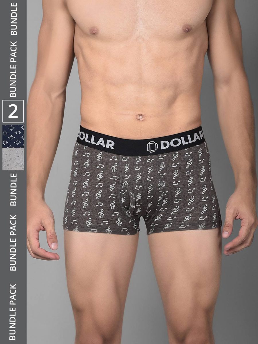 Dollar Bigboss Men's Pack of 3 Cotton Printed Shuffle Intellisoft Spandex Trunk