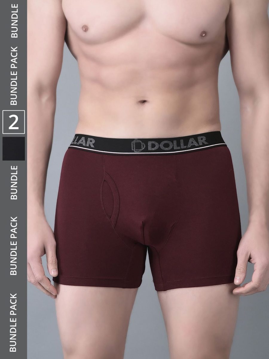 Dollar Bigboss Men's Pack of 2 Shuffle Intellisoft Cotton Modal Solid Trunk