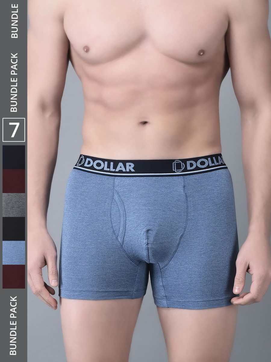 Dollar Bigboss Men's Pack of 7 Shuffle Intellisoft Cotton Modal Solid Trunk