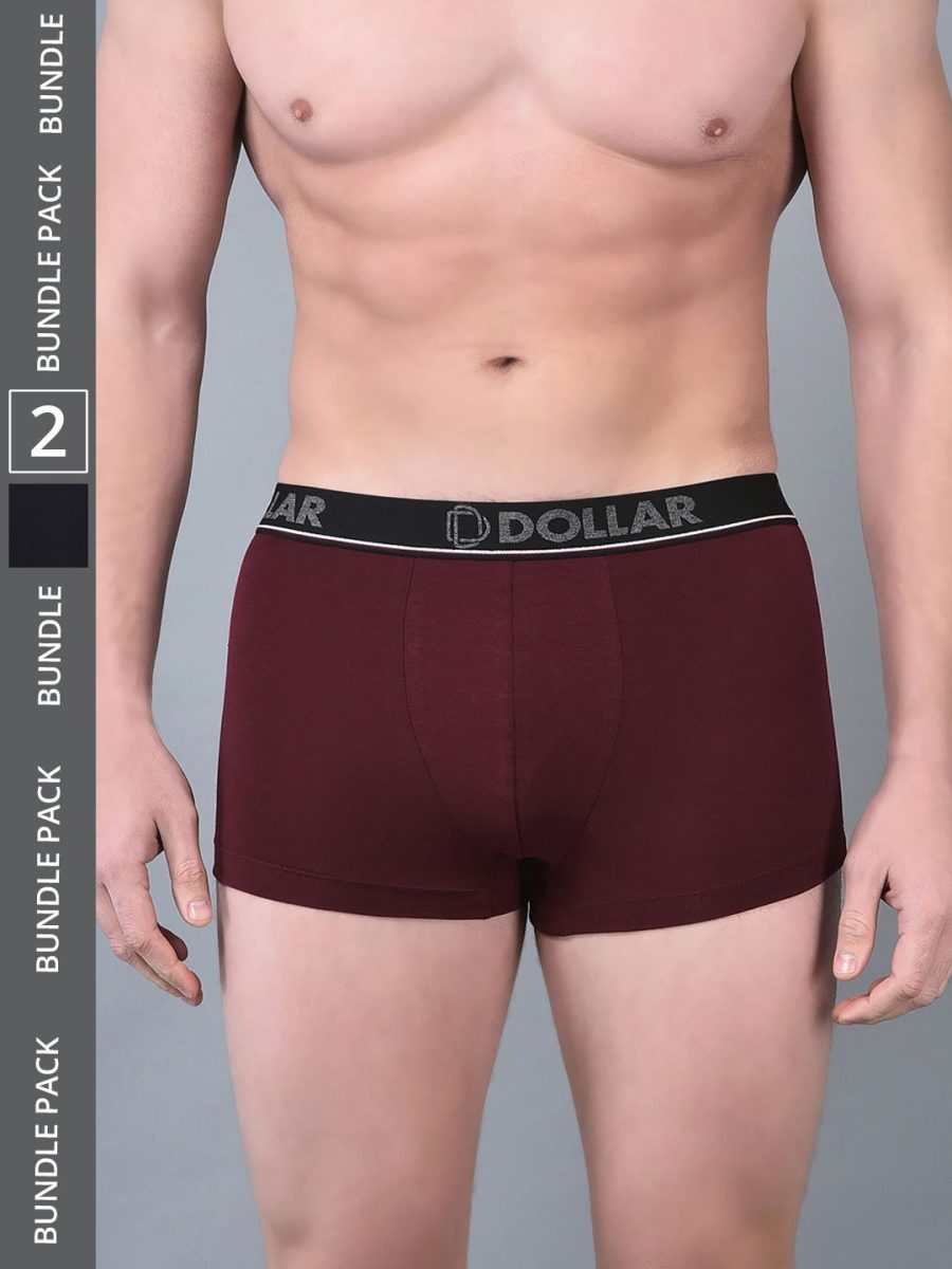 Dollar Bigboss Men's Pack of 2 Shuffle Intellisoft Cotton Modal Solid Trunk