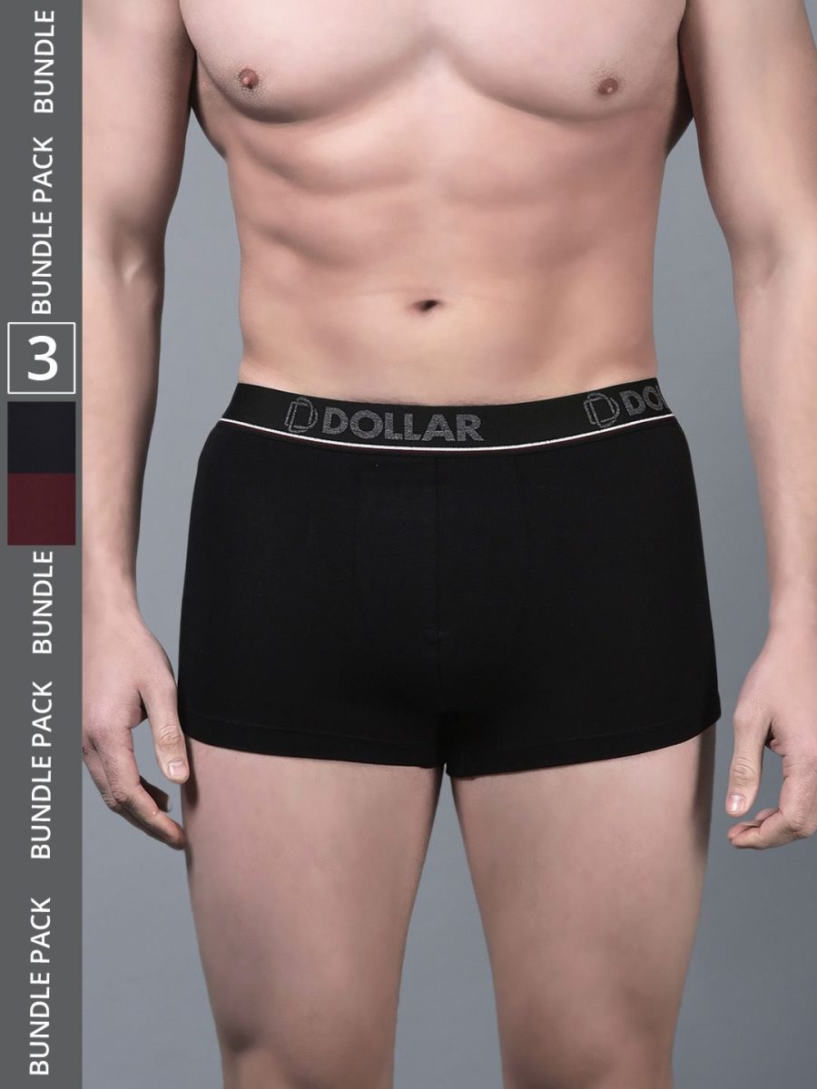 Dollar Bigboss Men's Pack of 3 Shuffle Intellisoft Cotton Modal Solid Trunk