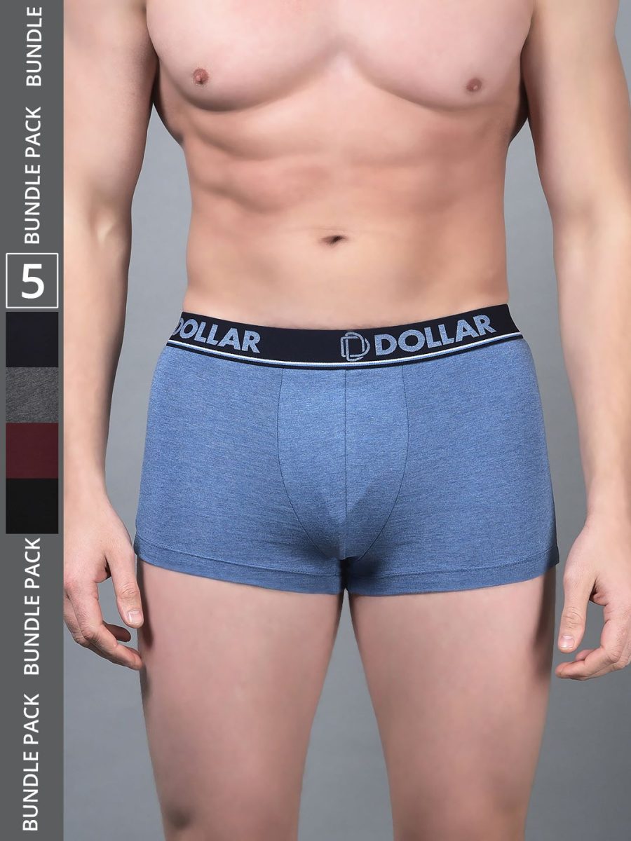 Dollar Bigboss Men's Pack of 5 Shuffle Intellisoft Cotton Modal Solid Trunk