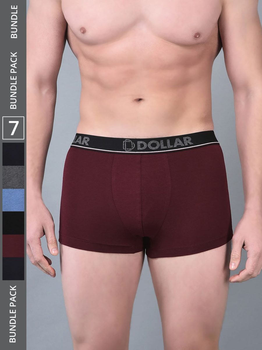 Dollar Bigboss Men's Pack of 7 Shuffle Intellisoft Cotton Modal Solid Trunk
