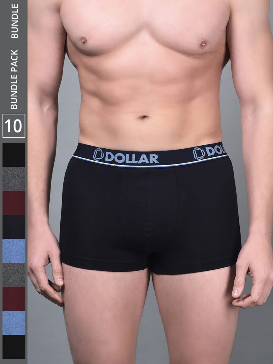 Dollar Bigboss Men's Pack of 10 Shuffle Intellisoft Cotton Modal Solid Trunk