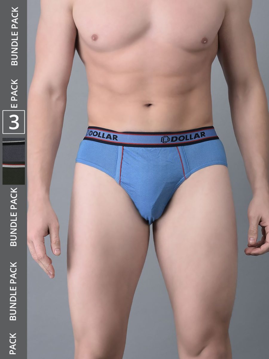 Dollar Bigboss Men's Pack of 3 Combed Cotton Solid Brief With Anti-Microbial Odour Control