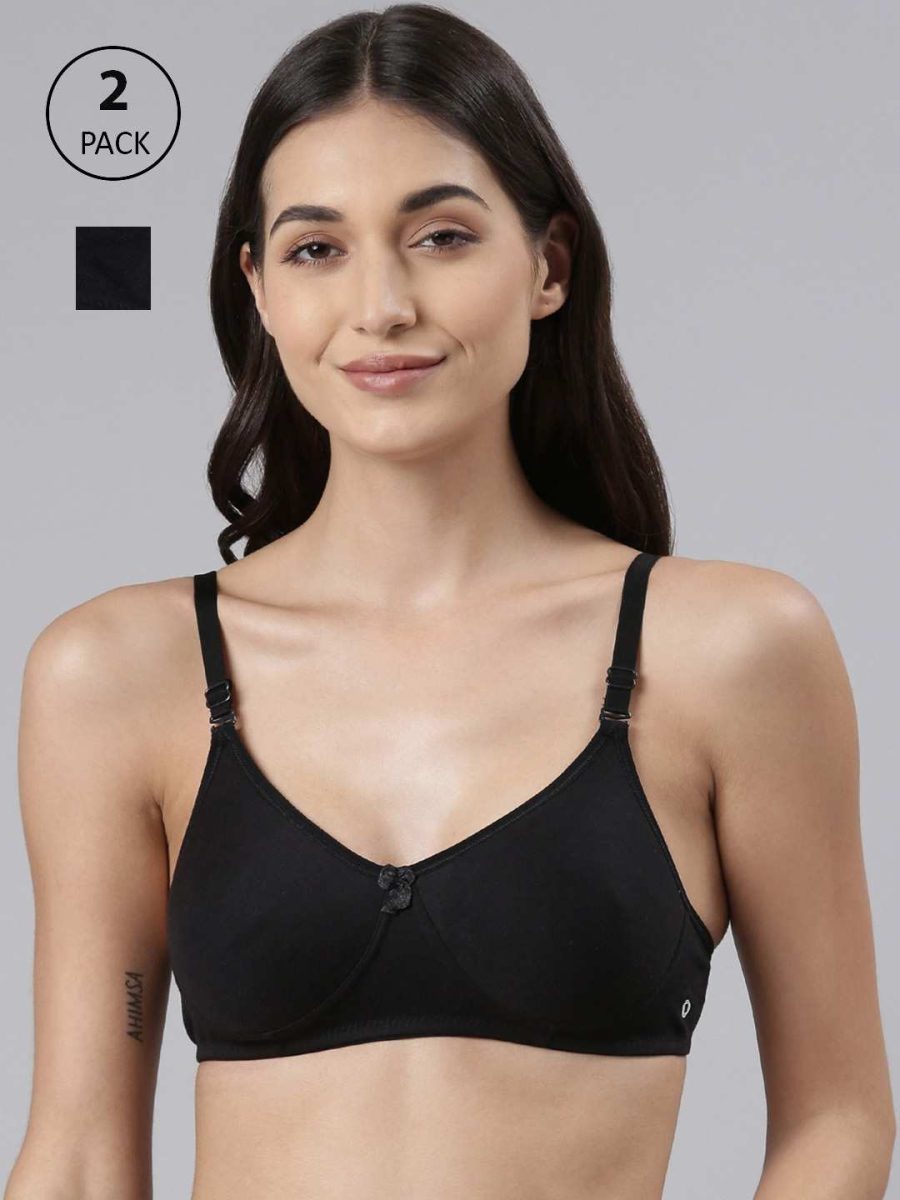 Dollar Missy Pack of 2 Women's Cotton Wire-Free Soft Padded Bra
