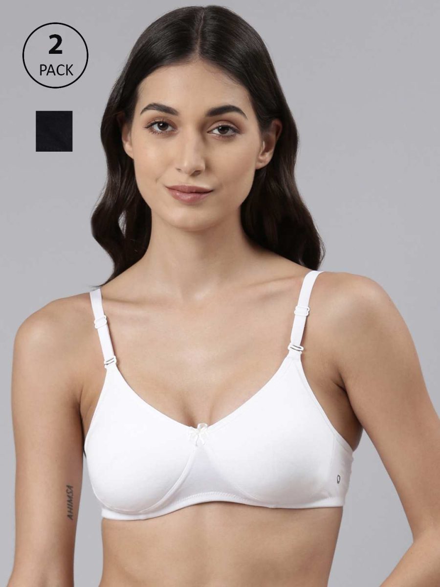 Dollar Missy Pack of 2 Women's Cotton Wire-Free Soft Padded Bra