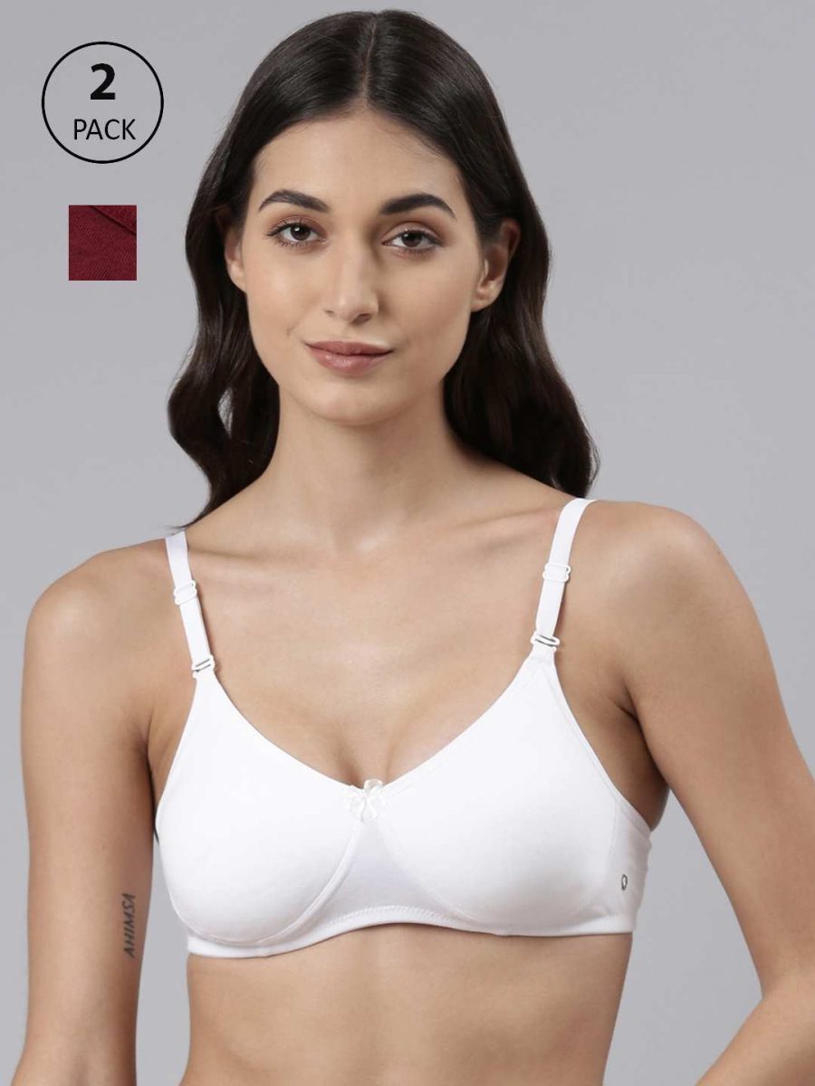 Dollar Missy Pack of 2 Women's Cotton Wire-Free Soft Padded Bra