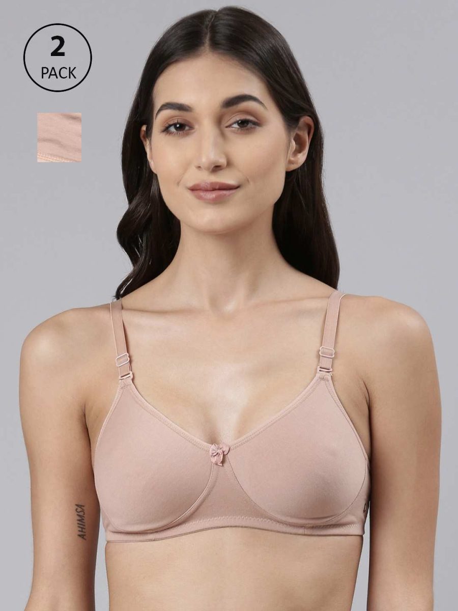 Dollar Missy Pack of 2 Women's Cotton Wire-Free Soft Padded Bra