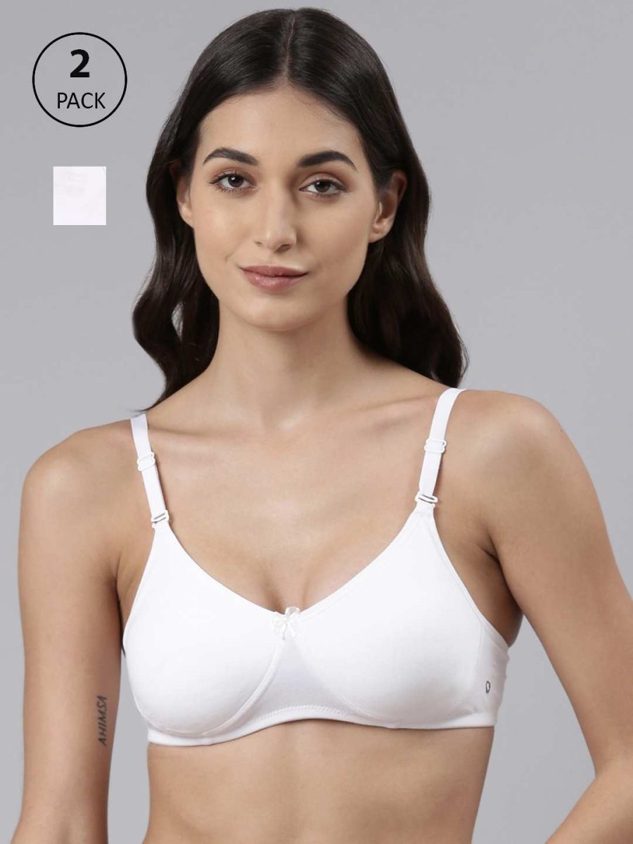 Dollar Missy Pack of 2 Women's Cotton Wire-Free Soft Padded Bra