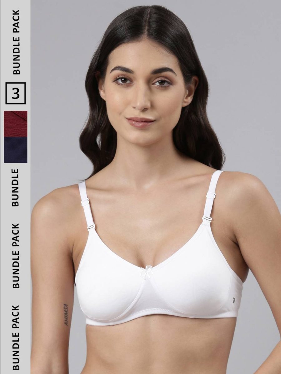Dollar Missy Pack of 3 Women's Cotton Wire-Free Soft Padded Bra