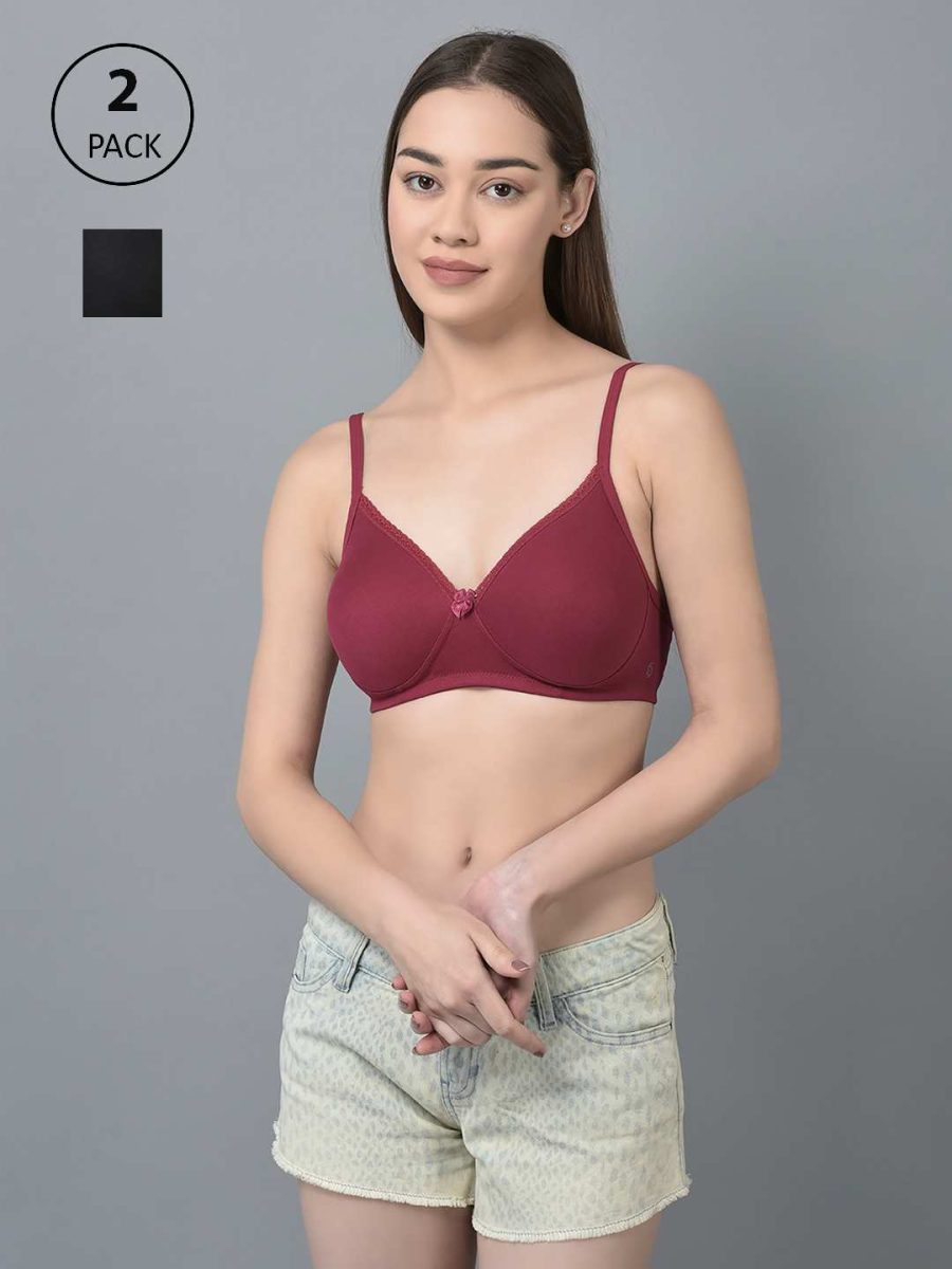 Dollar Missy Pack of 2 Women's Cotton Wire-Free Full Coverage Padded Bra