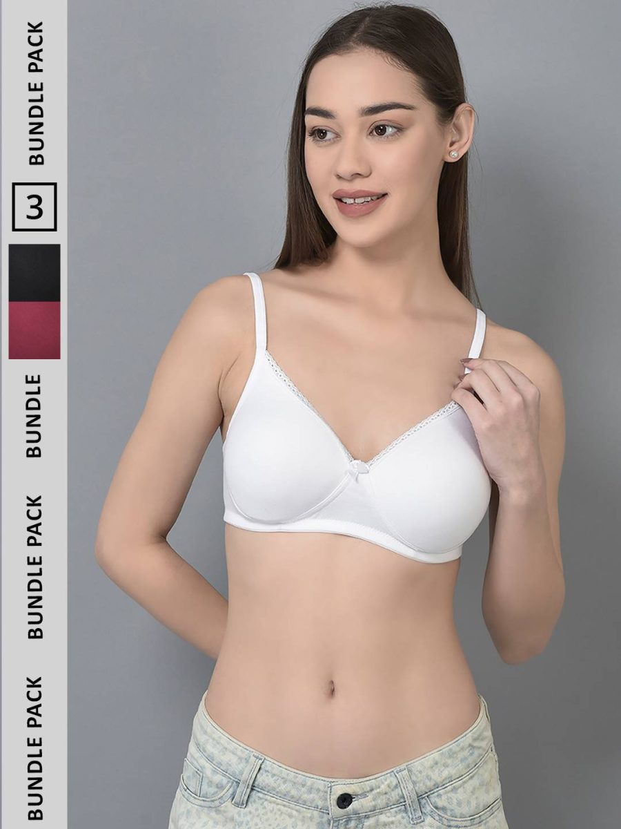 Dollar Missy Pack of 3 Women's Cotton Wire-Free Full Coverage Padded Bra