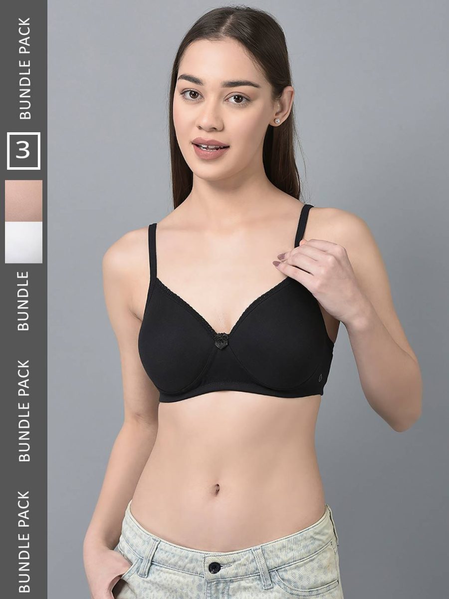 Dollar Missy Pack of 3 Women's Cotton Wire-Free Full Coverage Padded Bra