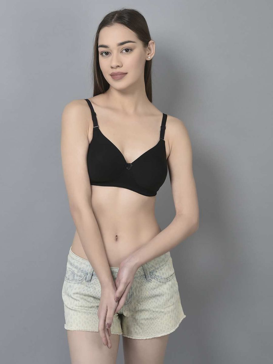 Dollar Missy Pack of 1 Women's Combed Cotton with Stretchy Elastane Wire-Free Full Coverage Padded Bra