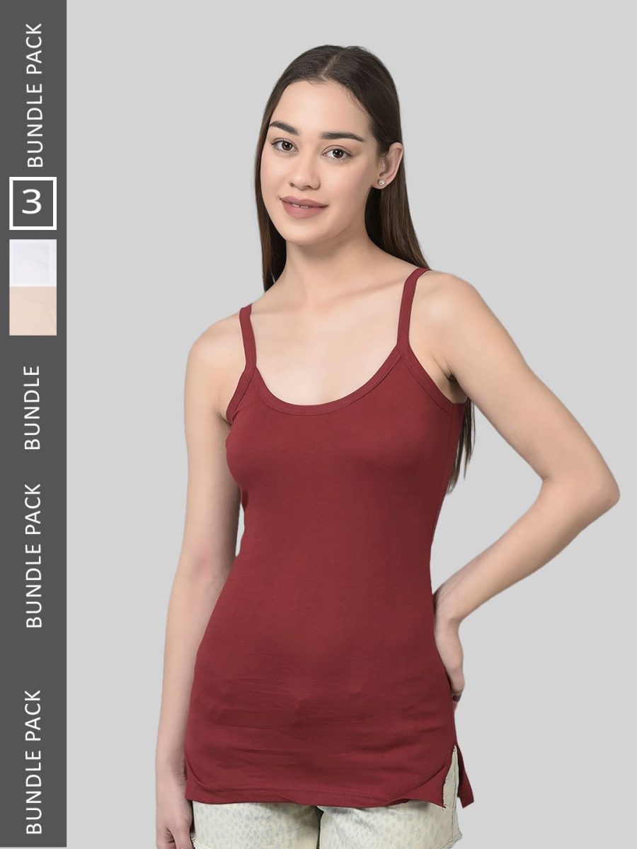 Dollar Missy Pack of 3 Women's Combed Cotton Camisole