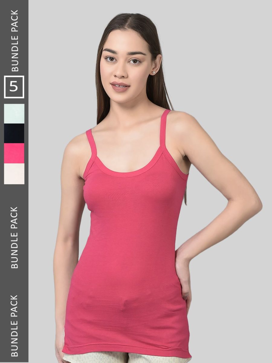 Dollar Missy Pack of 5 Women's Combed Cotton Camisole