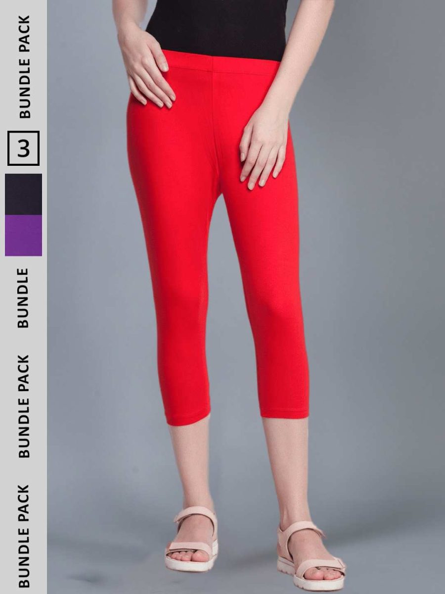 Dollar Missy Women's Cotton Four Way Stretchable Capri Length Legging