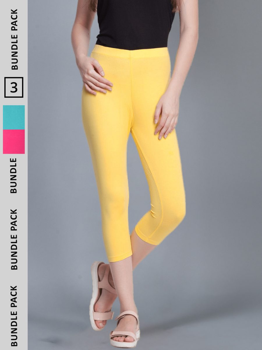 Dollar Missy Women's Cotton Four Way Stretchable Capri Length Legging