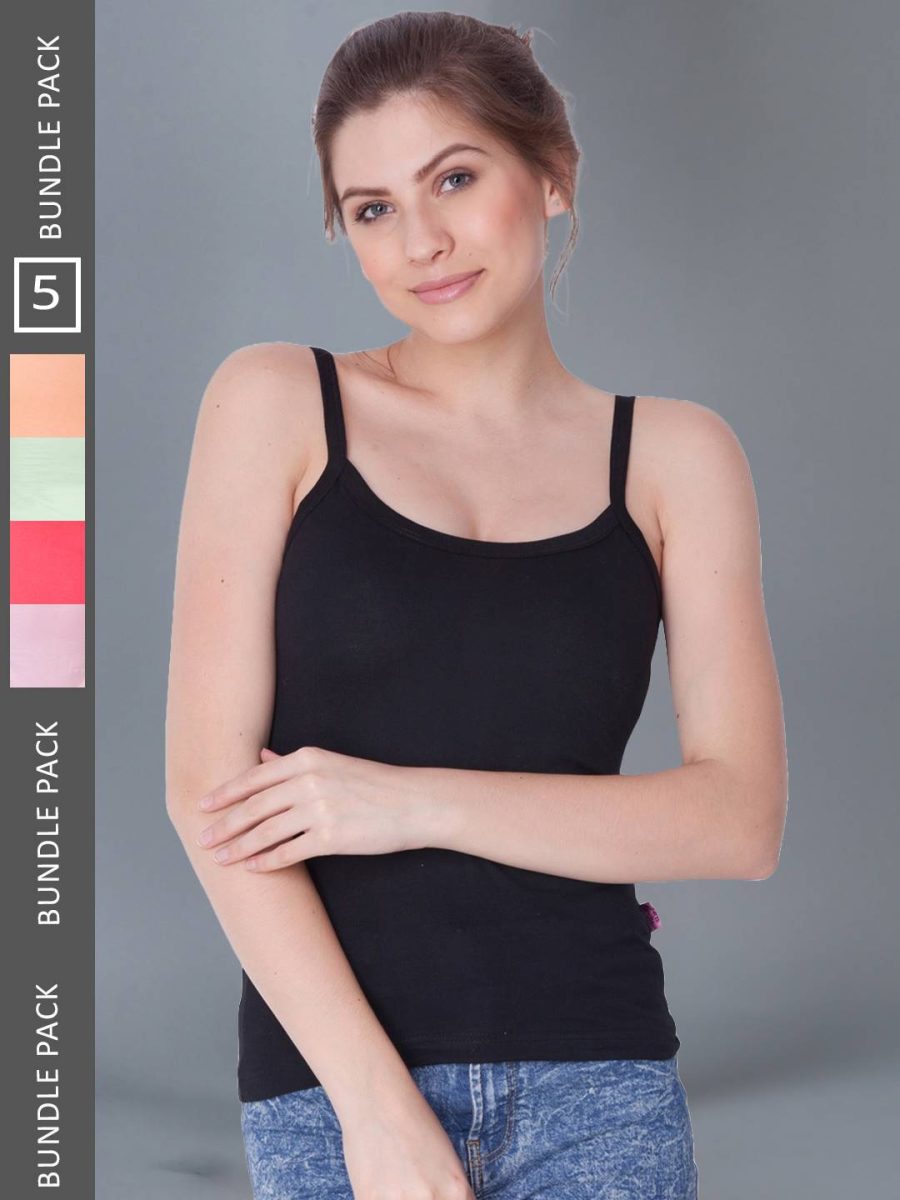 Dollar Missy Pack of 5 Women's Combed Cotton Camisole