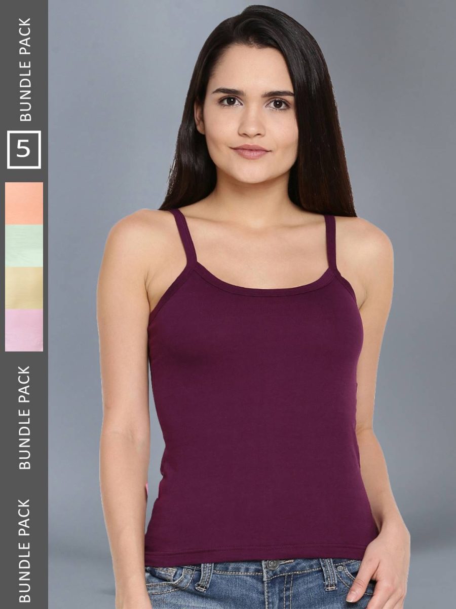 Dollar Missy Pack of 5 Women's Combed Cotton Camisole