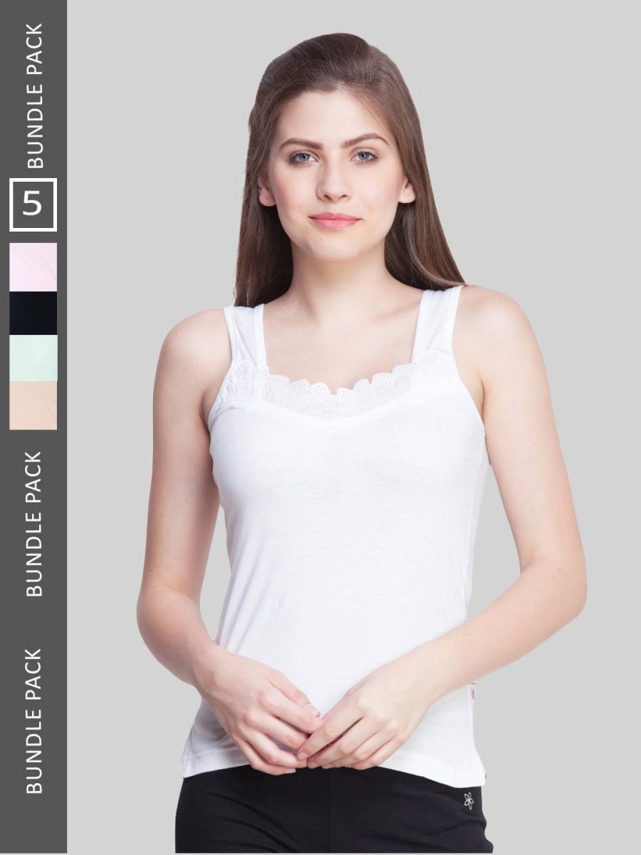 Dollar Missy Pack of 5 Women's Combed Cotton Camisole