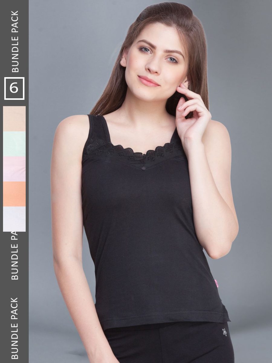 Dollar Missy Pack of 6 Women's Combed Cotton Camisole