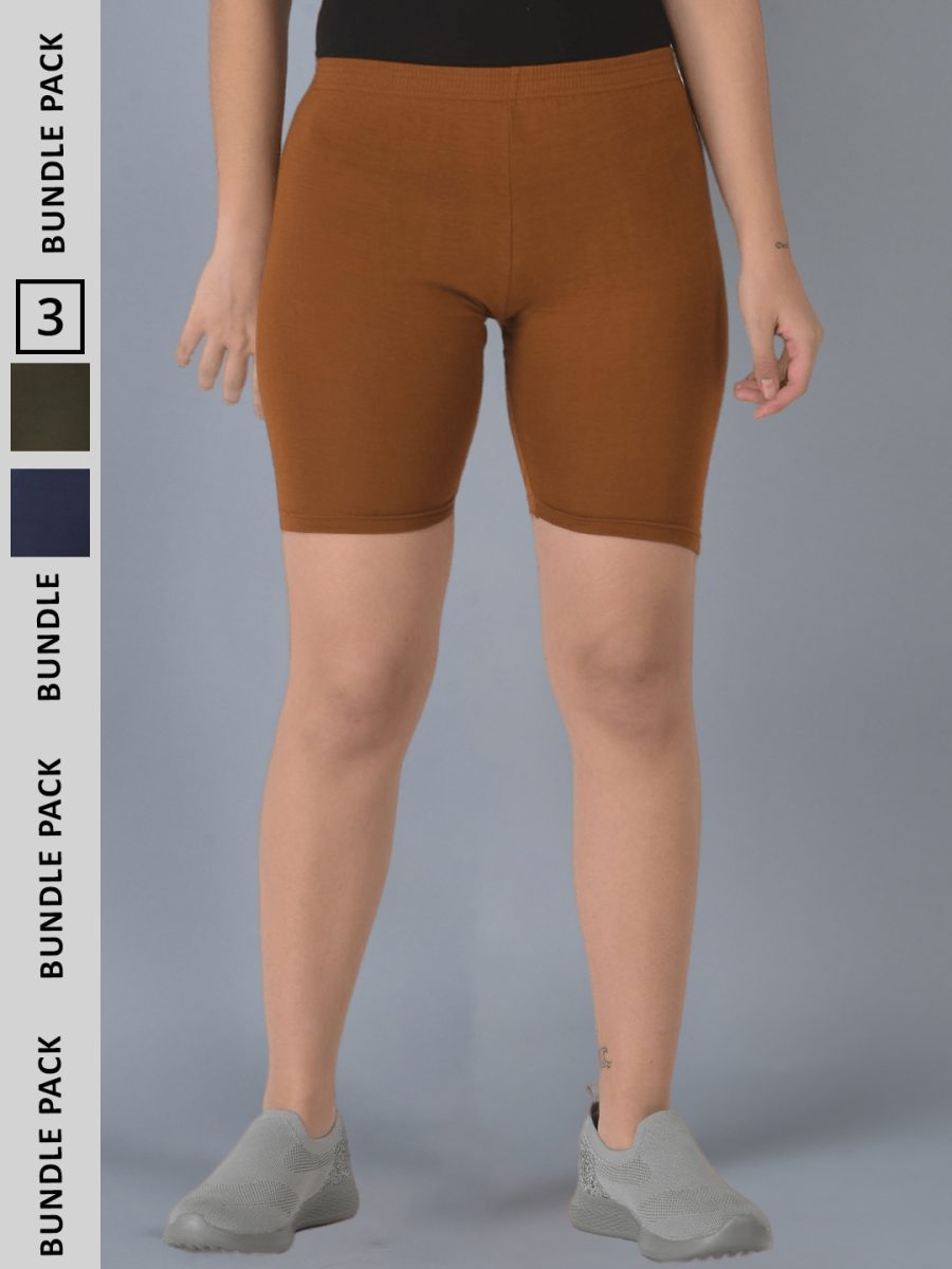 Dollar Missy Pack of 3 Women's Cotton Cycling Shorts