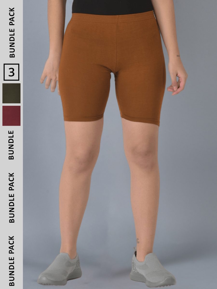 Dollar Missy Pack of 3 Women's Cotton Cycling Shorts