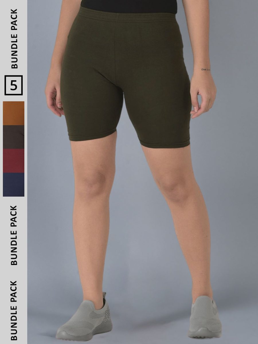 Dollar Missy Pack of 5 Women's Cotton Cycling Shorts