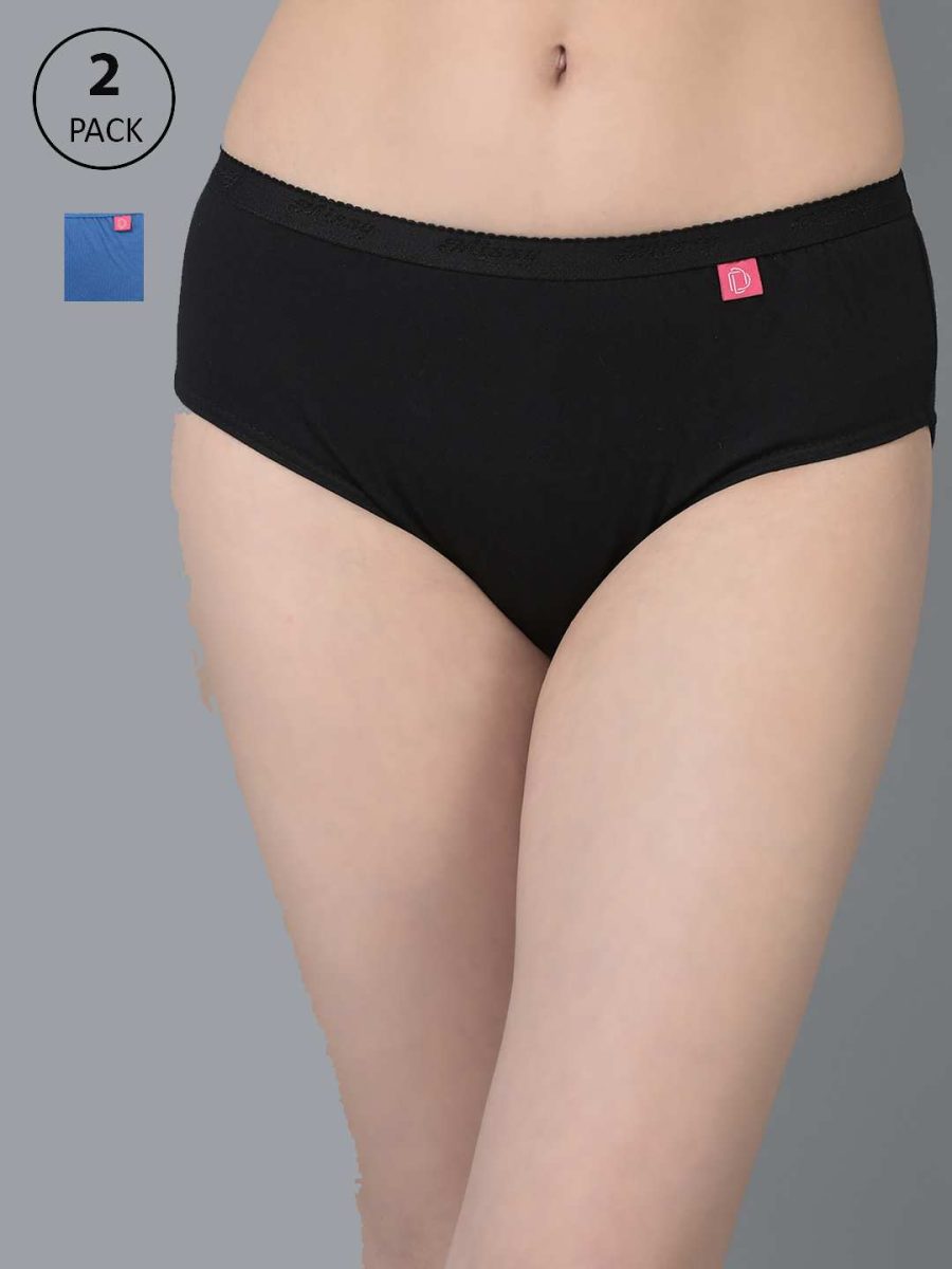 Dollar Missy Pack of 2 Women's Combed Cotton Solid Outer Elasticated Hipster Panty