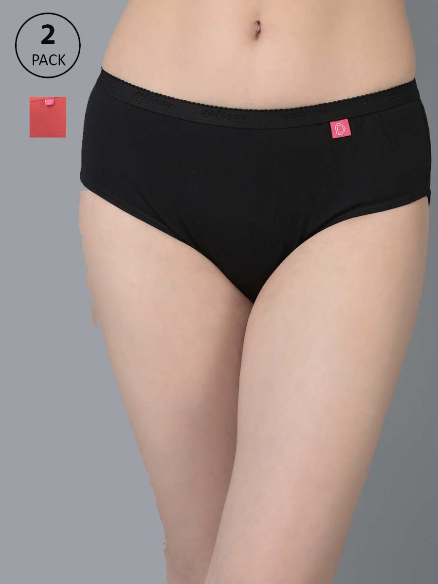 Dollar Missy Pack of 2 Women's Combed Cotton Solid Outer Elasticated Hipster Panty