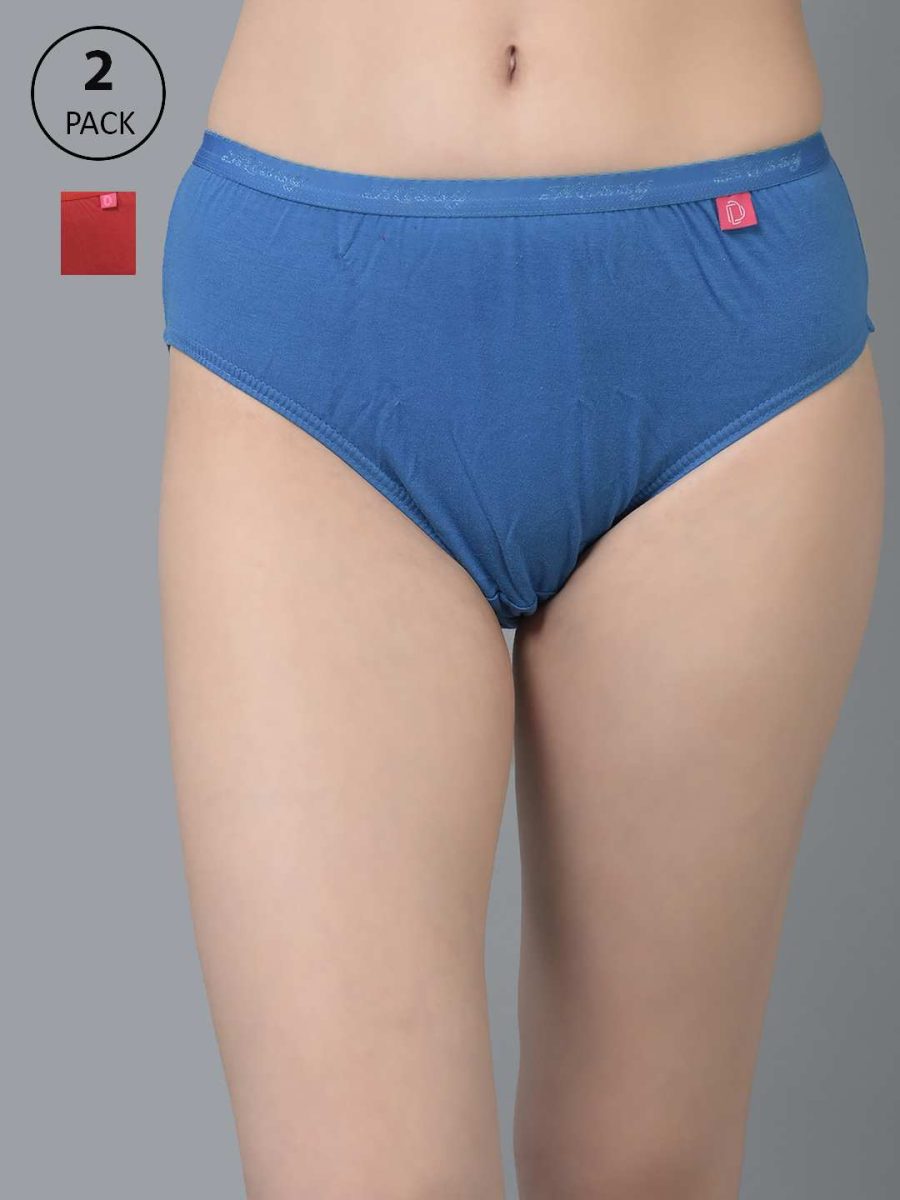 Dollar Missy Pack of 2 Women's Combed Cotton Solid Outer Elasticated Hipster Panty
